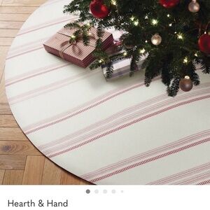 Hearth & Hand Magnolia Red & Cream Woven Jacquard Striped Holiday Tree Skirt